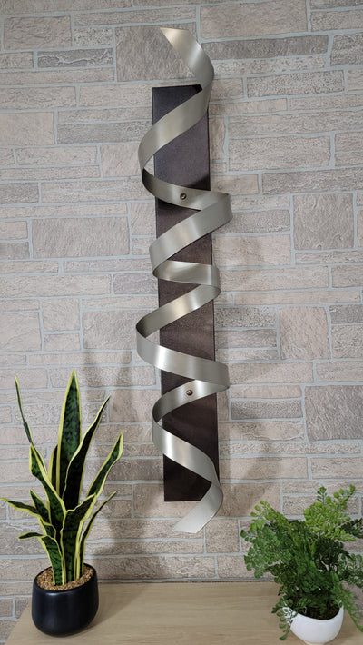 Only One!  Grey  Color" Abstract Metal Sculpture - 49" x 10" x 10" -CHAMPAGNE KNIGHT