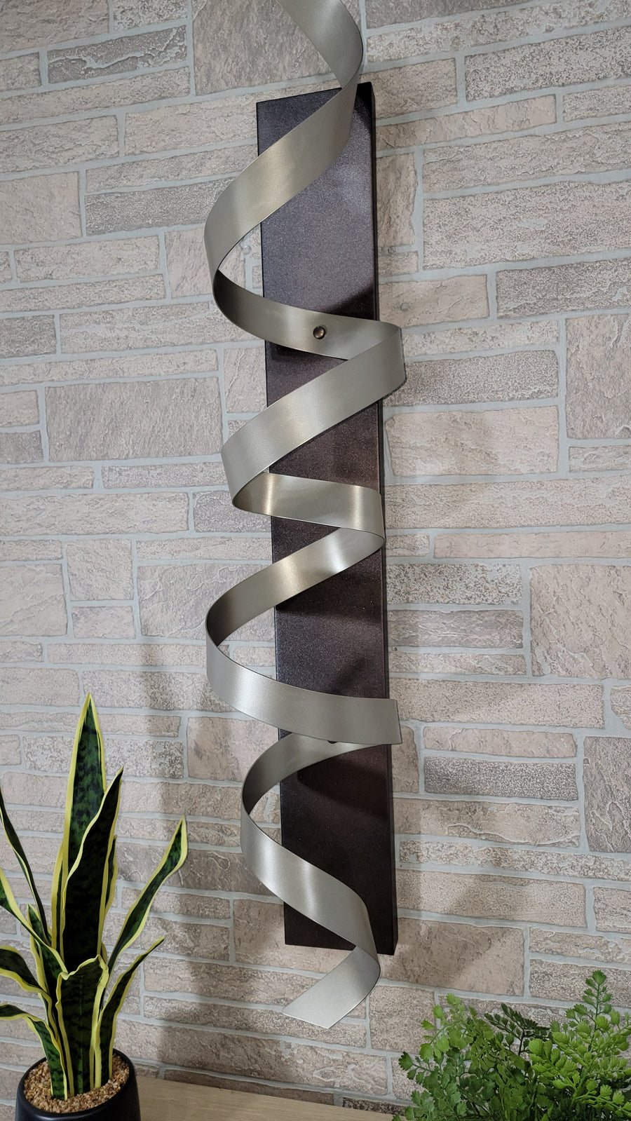 Only One!  Grey  Color" Abstract Metal Sculpture - 49" x 10" x 10" -CHAMPAGNE KNIGHT