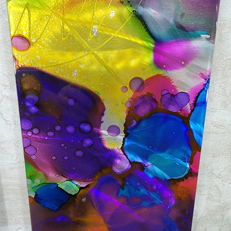 Only One! Multicolor Abstract Painting Set of 2  Each Panel 36" X 8"  Metal  Art by Jon Allen - GEM W25