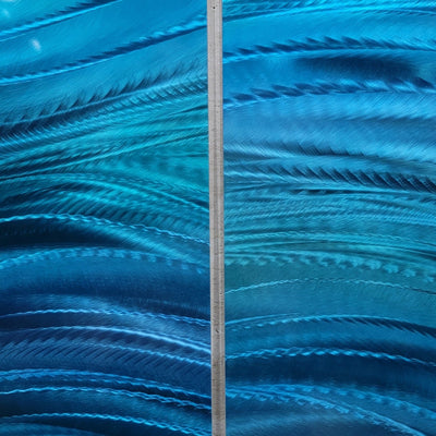 Only One !  Blue Abstract Painting  Set of 2 Each Panel 36" x 12"  Metal by Jon Allen - GEM P49