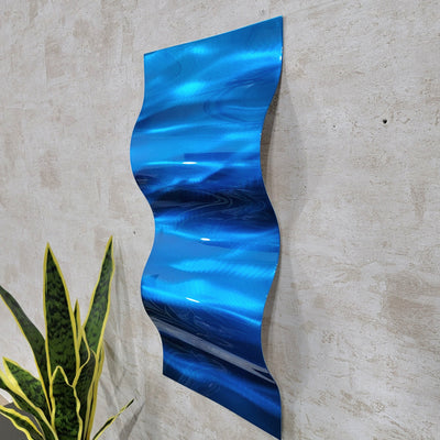 Only One! Blue  Abstract Painting  23" x  11"  Metal  Art by Jon Allen - WAV BLUE 2