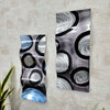 Only One!  Silver , Black  and Blue Abstract Painting Set of 2  Each Panel 23" X 10" Metal  Art by Jon Allen - WAV 203