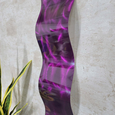 Only One! In Purple Color Abstract Painting  23" X 6"  Metal  Art by Jon Allen - WAV  206