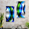 Only One!  Multicolor Abstract Painting Set of 2  Each Panel 23" X 12"  Metal  Art by Jon Allen - WAV 207