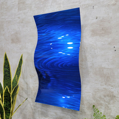 Only One! Blue Abstract Painting 23" x 11" x 2"  Metal  Art by Jon Allen - WAV 211