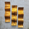 Only One!  In Golden Color Abstract Painting Set of 3 Each panel 23" x 6"  Metal Art by Jon Allen - WAV 213