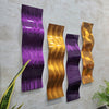 Only One!" Purple and Copper Abstract Painting Set of 4  Each Panel 23" X 6"  Metal  Art by Jon Allen - WAV 216