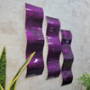 Only One! in Purple Color Abstract Painting Set of 3  Each Panel 23" X 6"  Metal  Art by Jon Allen - WAV 221