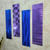 Only One!  Blue and Purple Abstract Painting Set of 4  Each Panel 24" X 6"  Metal  Art by Jon Allen - EASY 5
