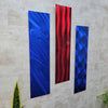 Only One!  Blue and Red Abstract Painting Set of 3  Each Panel 24" X 6"  Metal  Art by Jon Allen - EASY 6