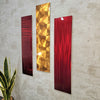 Only One! Red Wine and Golden Abstract Painting Set of 3  Each Panel 24" x  6"  Metal  Art by Jon Allen - EASY 7