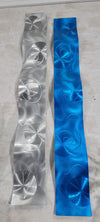 Only One! Silver and Blue Abstract Painting Set of 2  Each Panel 46" X 6" Metal  Art by Jon Allen - SILVER AND BLUE