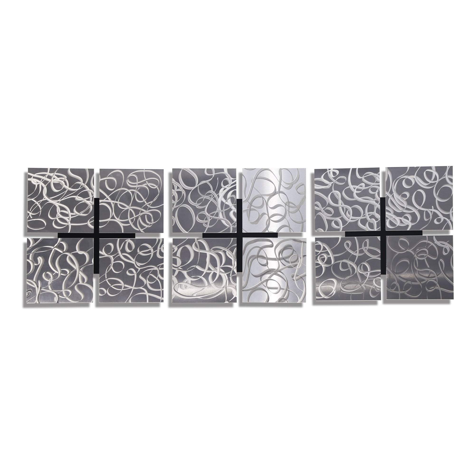 silver wall accent by jon allen arranged horizontally