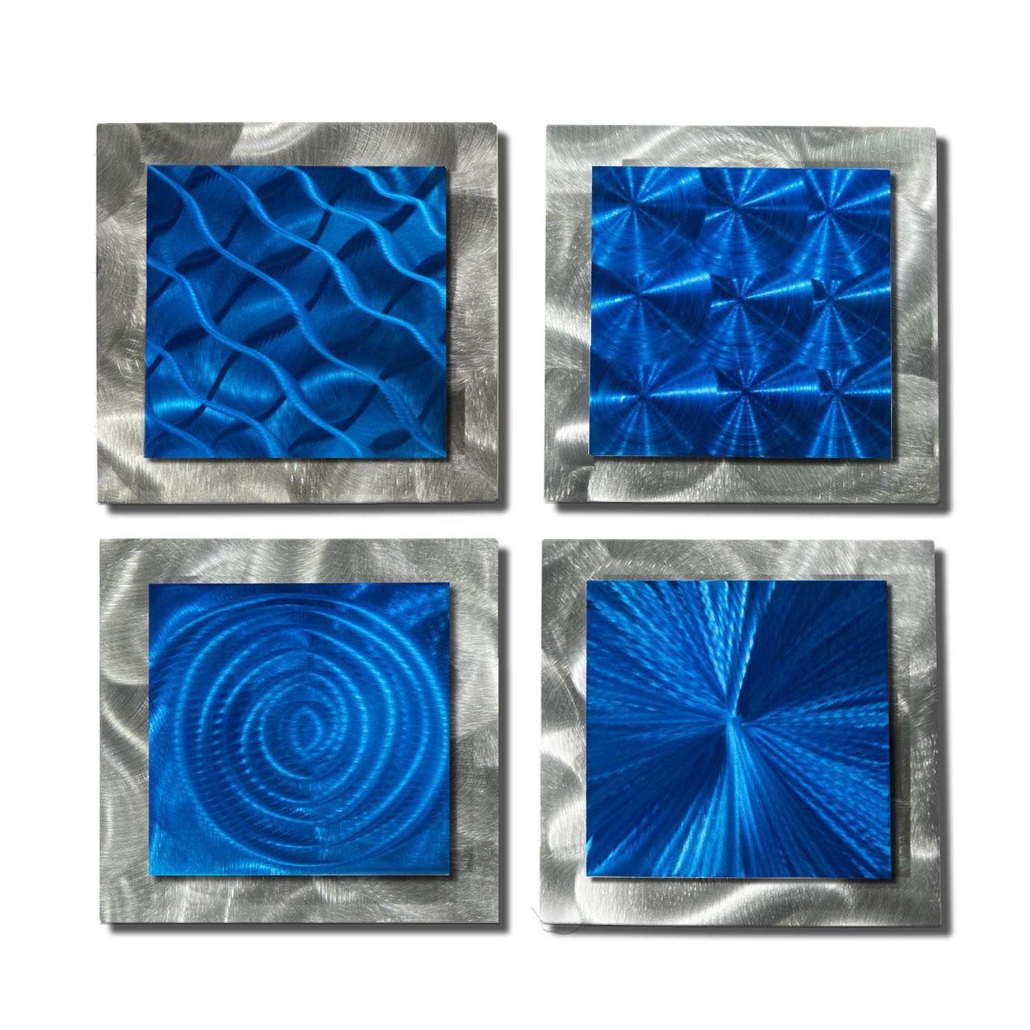定番人気得価インテリア　メタルアート　4 Squares Blue パネル、タペストリー