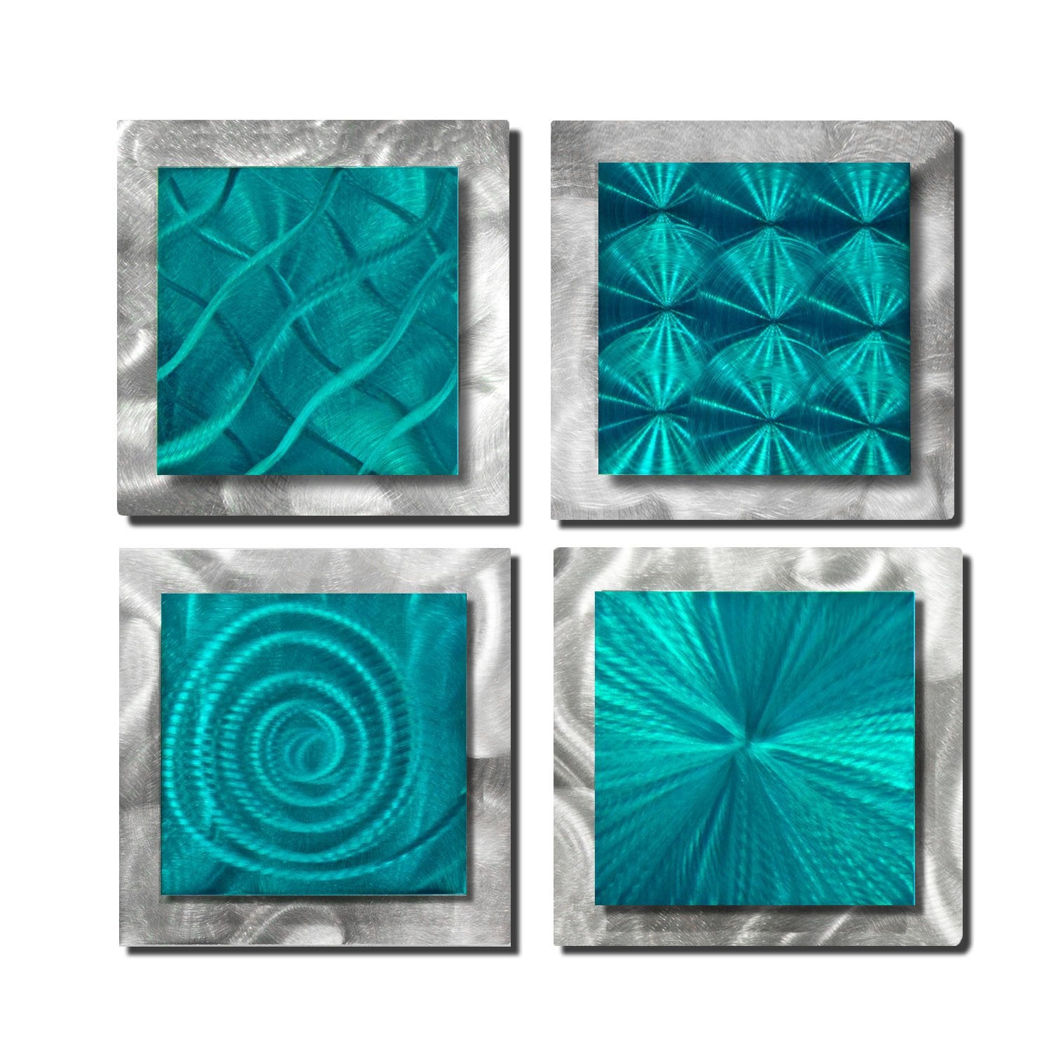 Teal & Silver Abstract Metal Wall Art Accents by Jon Allen12