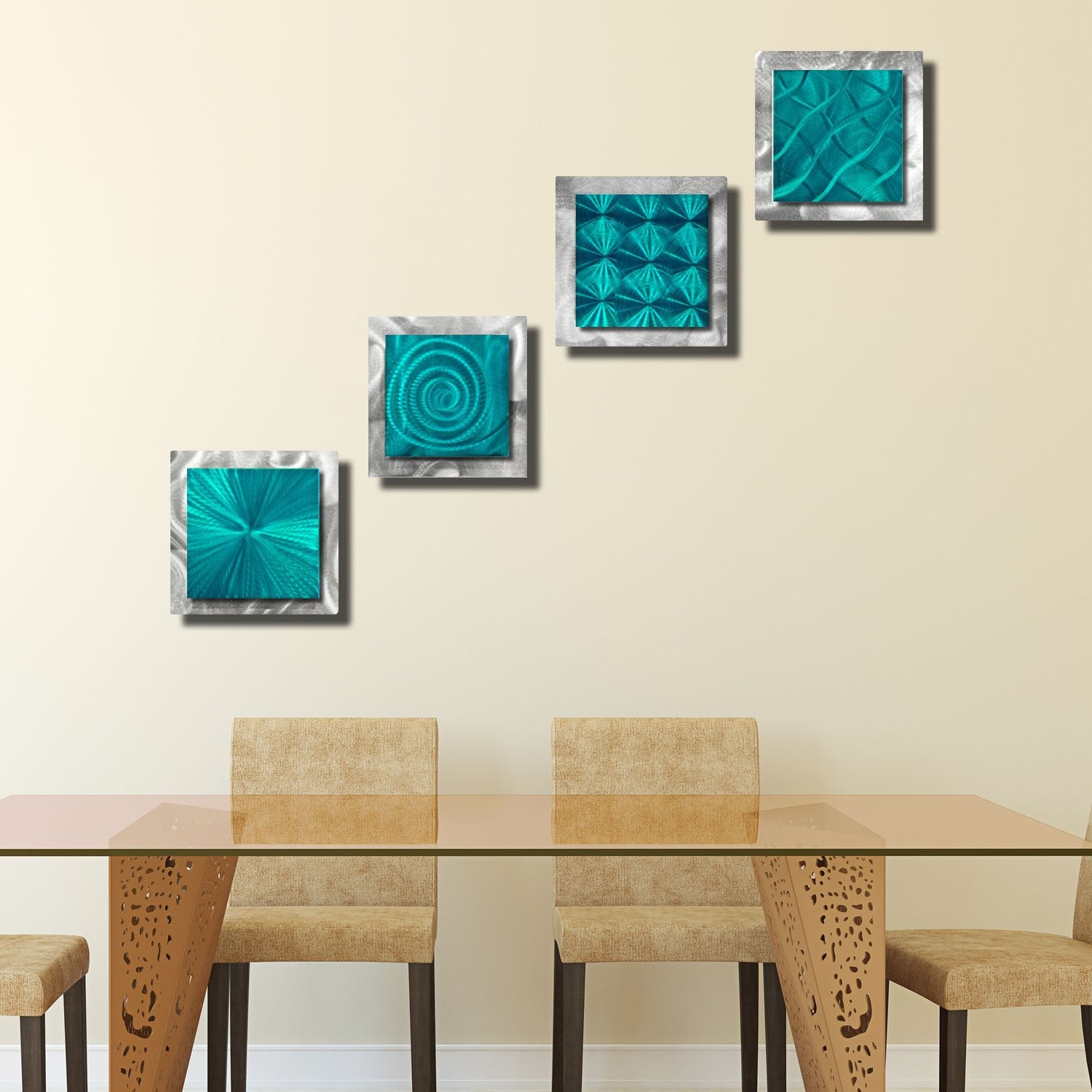 Teal & Silver Abstract Metal Wall Art Accents by Jon Allen12