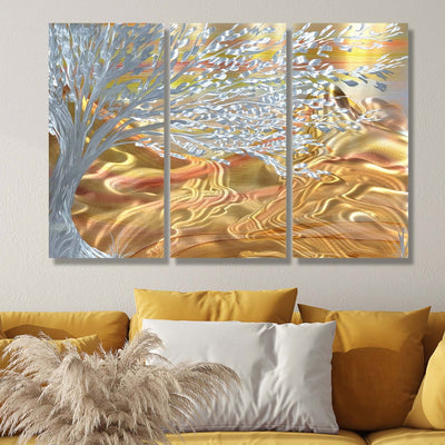 Colorful Abstract Painting - Metal Wall Art - Trending Home Decor - Living Room Bedroom Office - Wall Art - Large Unique Art 38" x 24" Hand Painted Multicolor Painting - Modern Home Decor - "Autumn Tree"