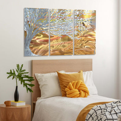Multicolor Abstract Painting on Metal Art by Jon Allen - Autumn Tree