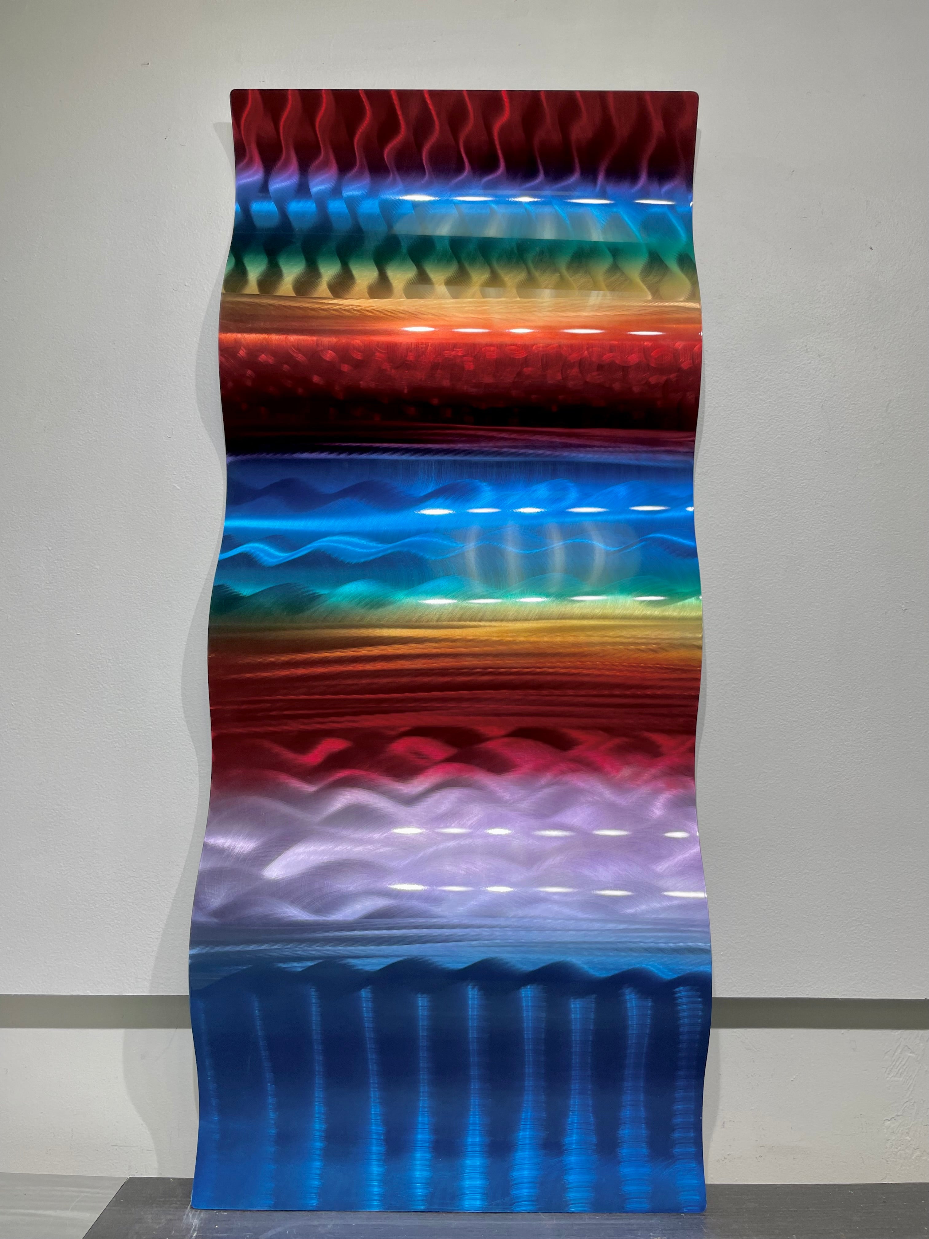 Gorgeous Rainbow Colored Metal Wall Art Wave 20" x 45.5" - Larger Than Life