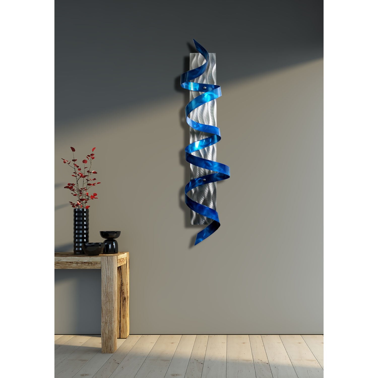 Blue & Silver 3D Metal Wall Sculpture Accent Art by Jon Allen 47