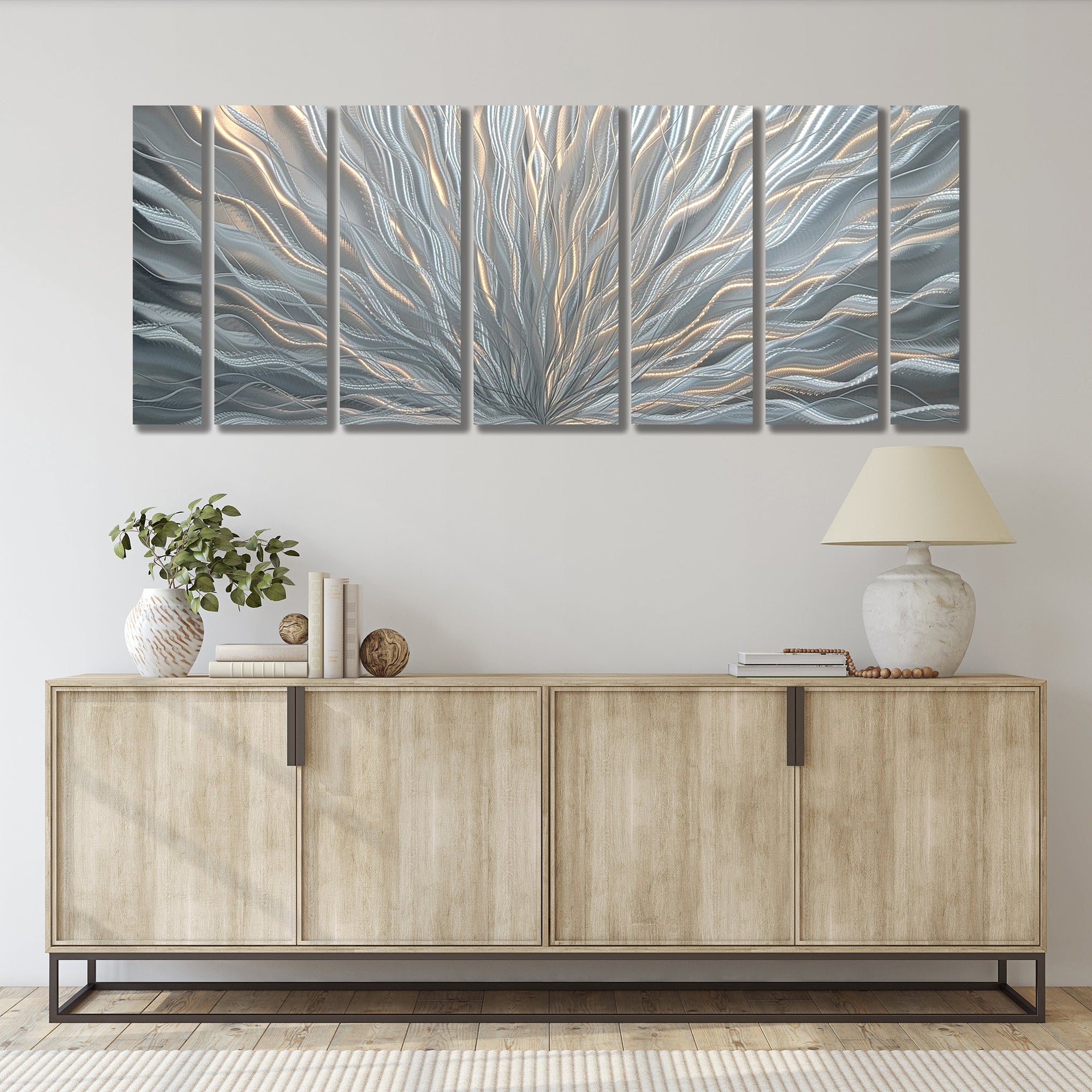 Abstract 3d Metal Wall Art Silver Plumage by Jon Allen