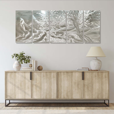 Silver Tree  Abstract Metal Wall Art by Jon Allen 64" x 24"