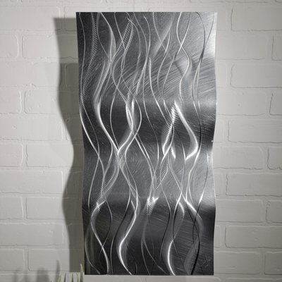 Only 1! Silver Abstract Metal Wall Art by Jon Allen 24" x 12" - W53