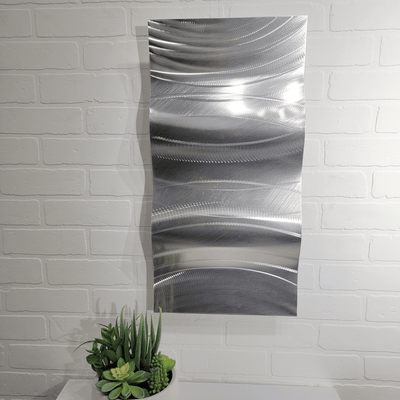 Only 1! Silver Abstract Metal Wall Art by Jon Allen 24" x 12" - W64