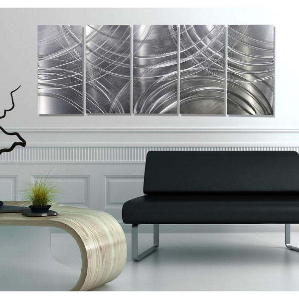 Silver Etched Abstract Modern Metal Wall Art Panels by Jon Allen ...