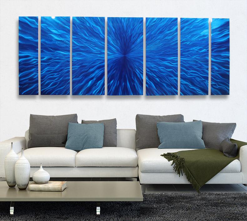 Blue Jewel Tone Abstract Metal Wall Art Panels By Jon Allen - Arctic 