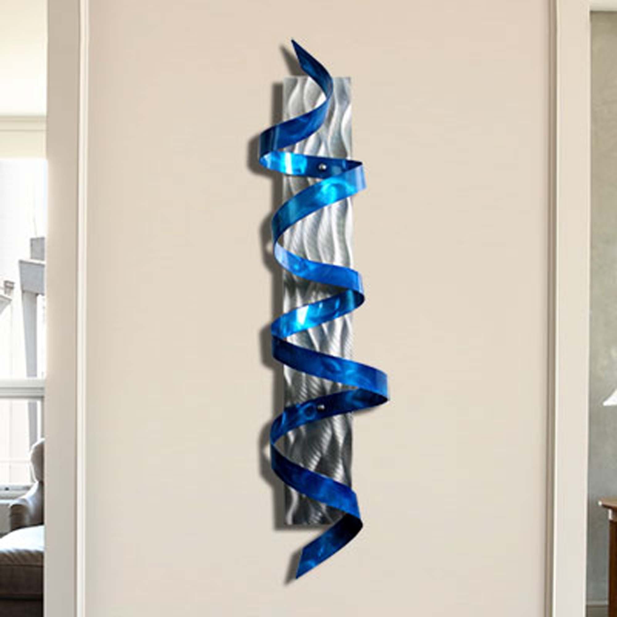 Blue & Silver 3D Metal Wall Sculpture Accent Art by Jon Allen 47