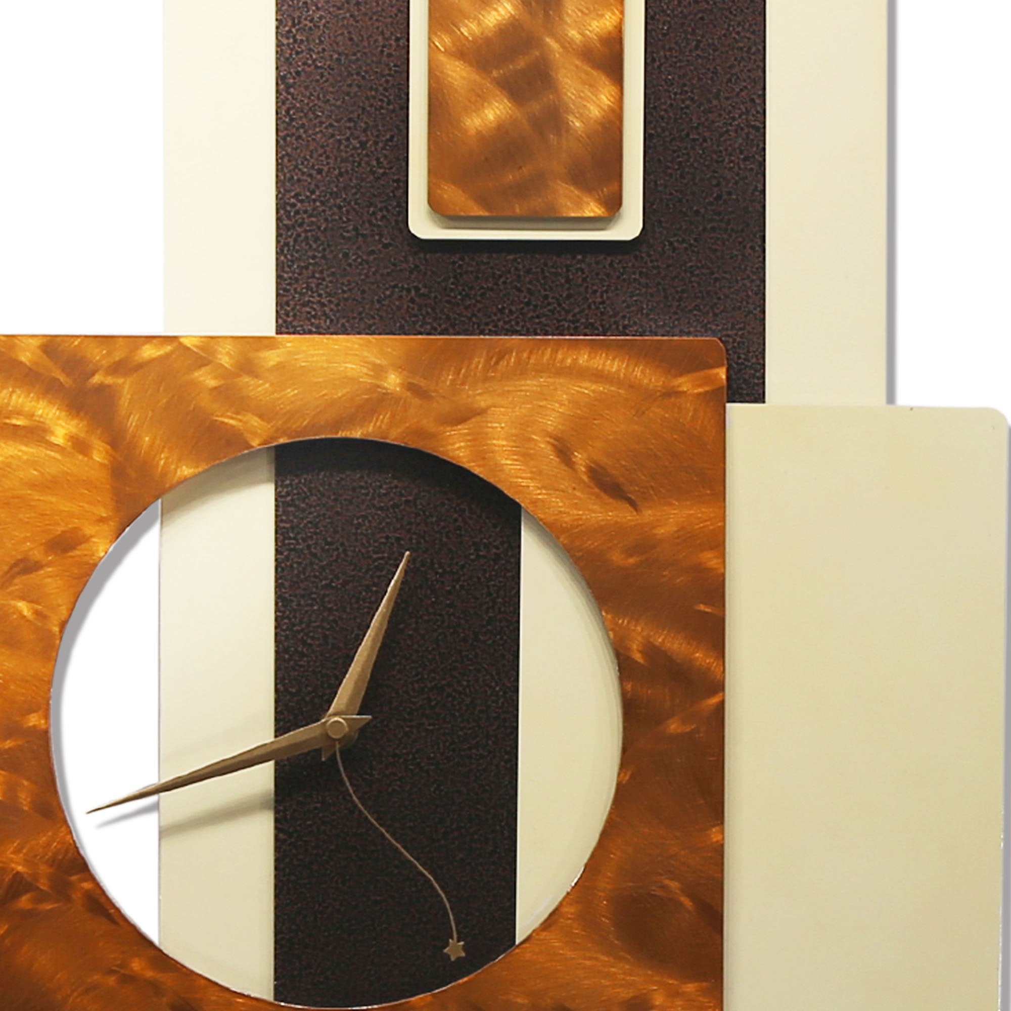 Bronze Earthtones Abstract Metal Wall Clock Sculpture by Jon Allen