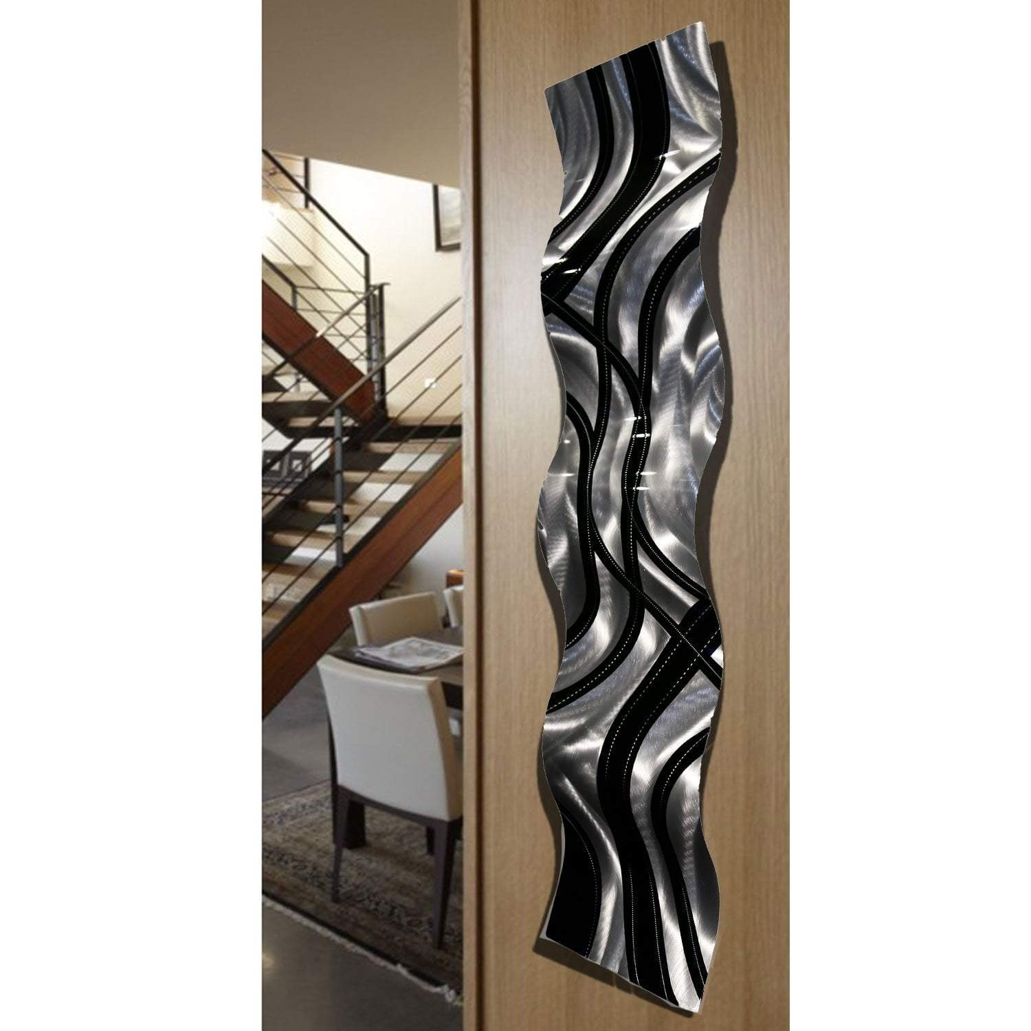 Silver & Black Modern Metal Wall Accent Sculpture by Jon Allen 46