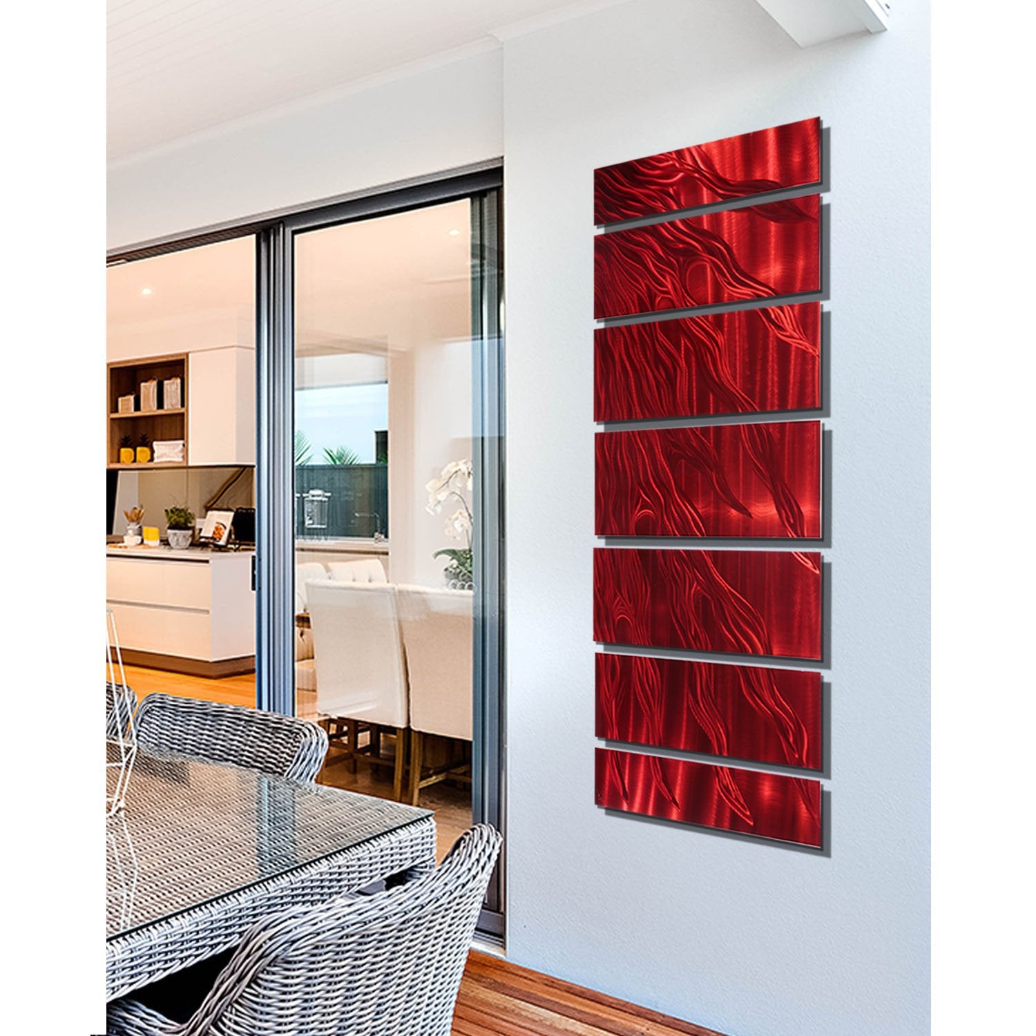 Red Abstract Painted Metal Wall Art Panels by Jon Allen - Dragon's Breath