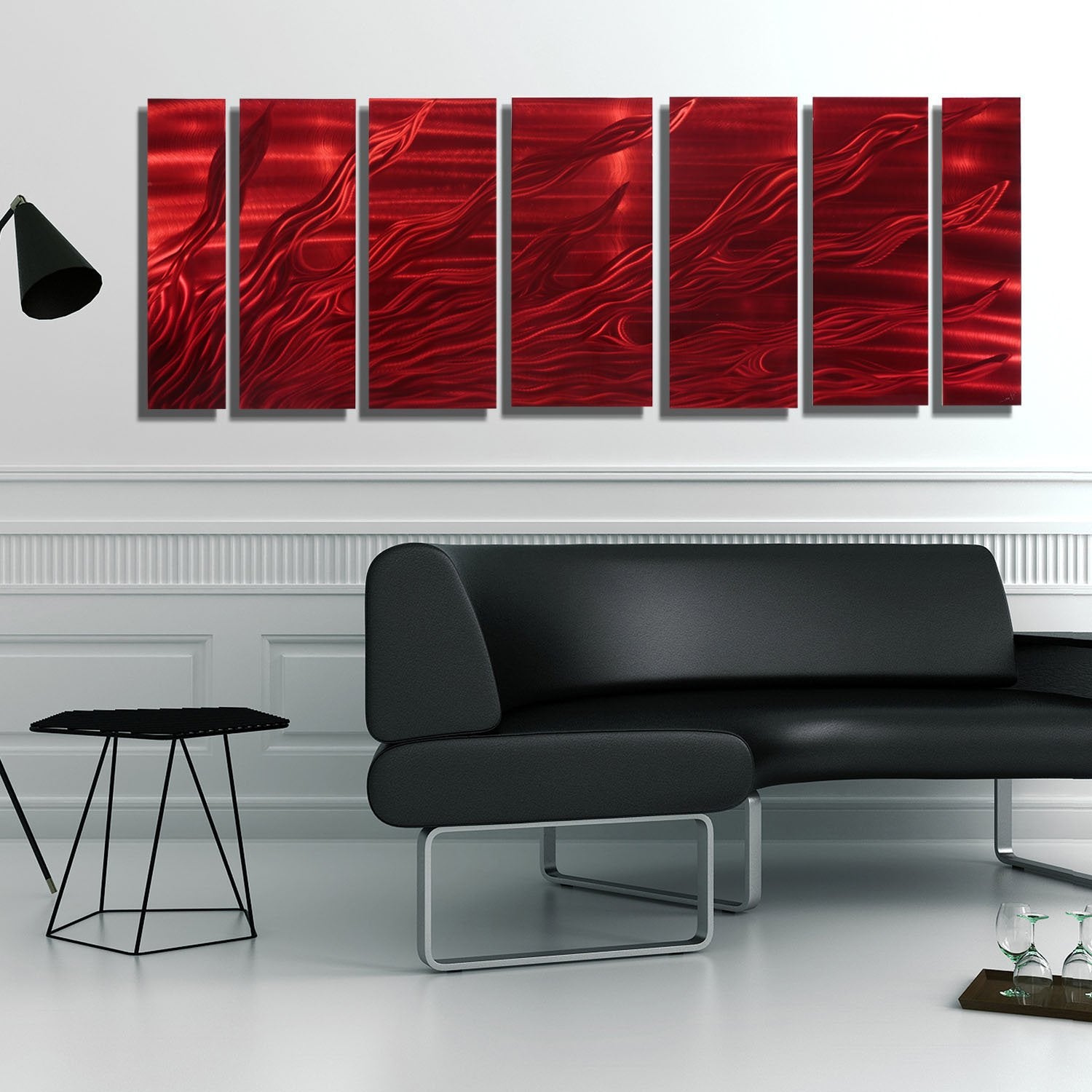 Red Abstract Painted Metal Wall Art Panels by Jon Allen - Dragon's Breath