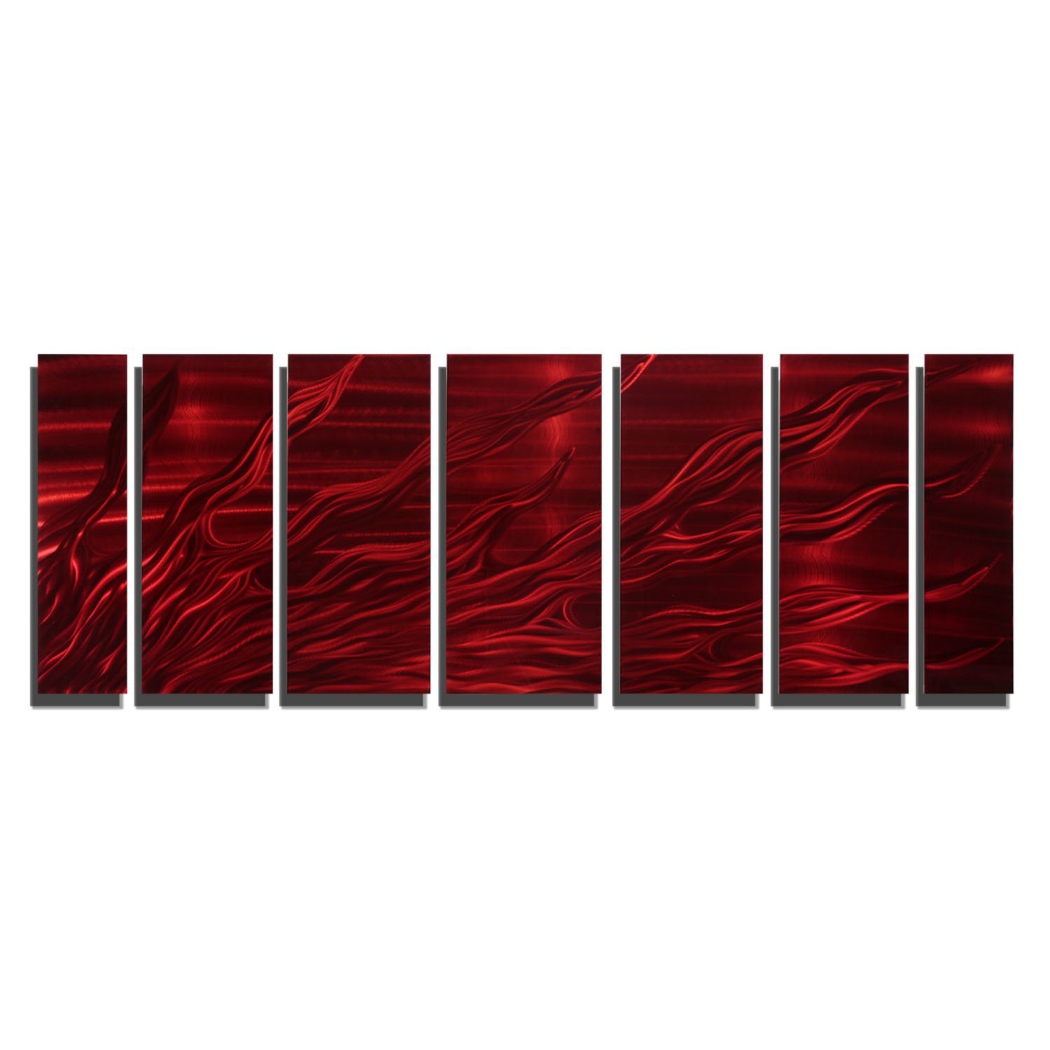 Red Abstract Painted Metal Wall Art Panels by Jon Allen - Dragon's Breath