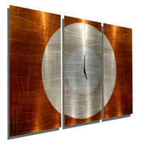 Modern Metal Wall Clock Art Panels Silver & Copper Decor by Jon Allen ...