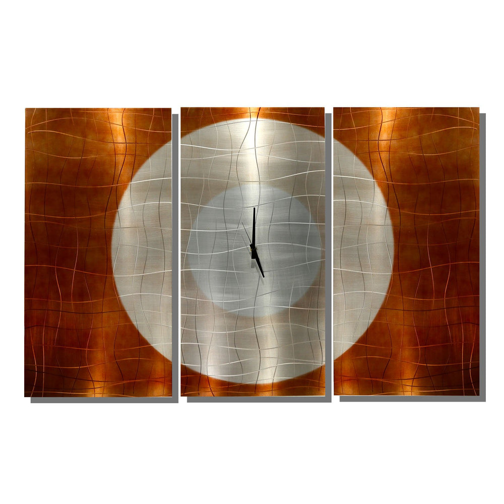 Modern Metal Wall Clock Art Panels Silver & Copper Decor by Jon Allen ...