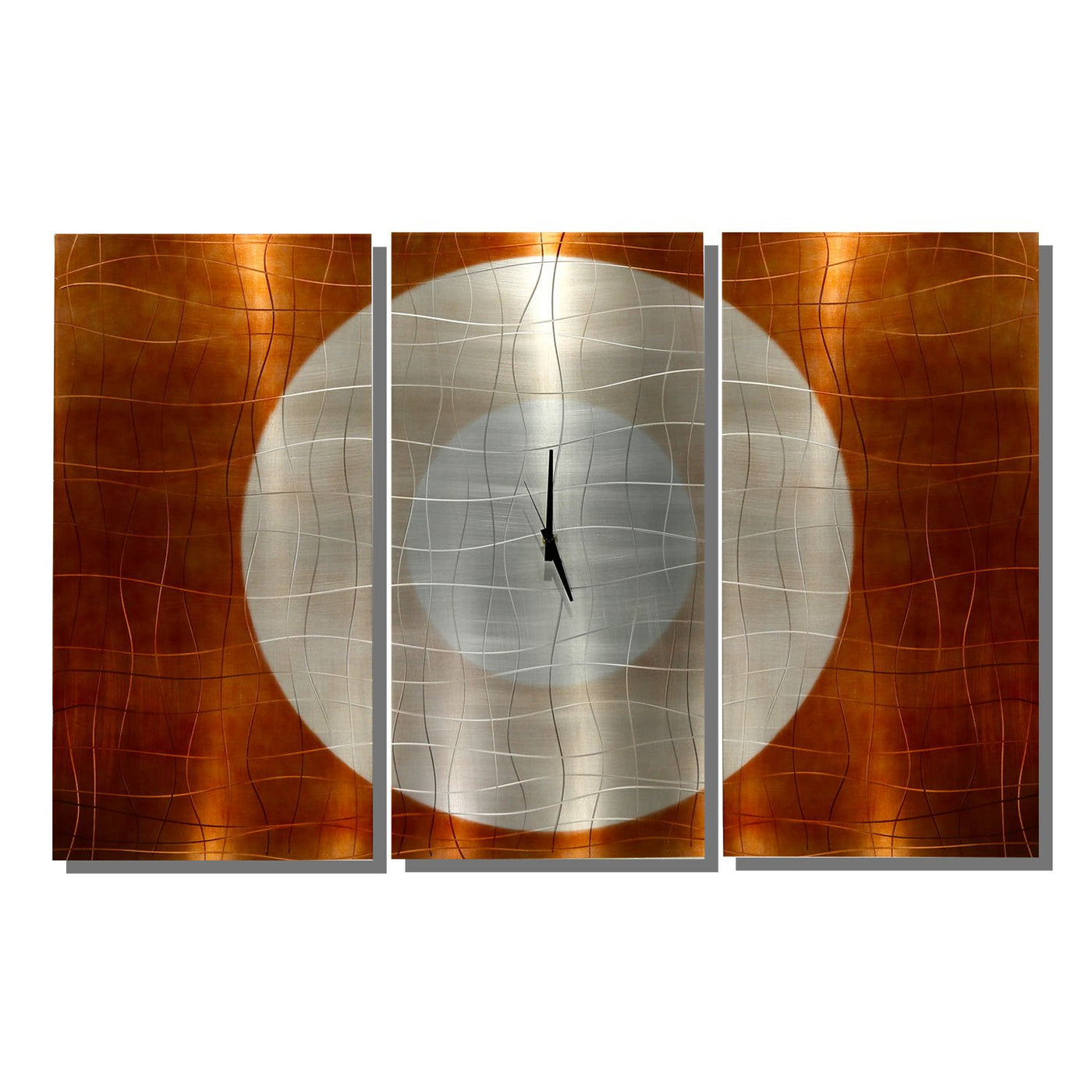 Modern Metal Wall Clock Art Panels Silver & Copper Decor by Jon Allen ...