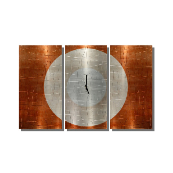Modern Metal Wall Clock Art Panels Silver & Copper Decor by Jon Allen ...