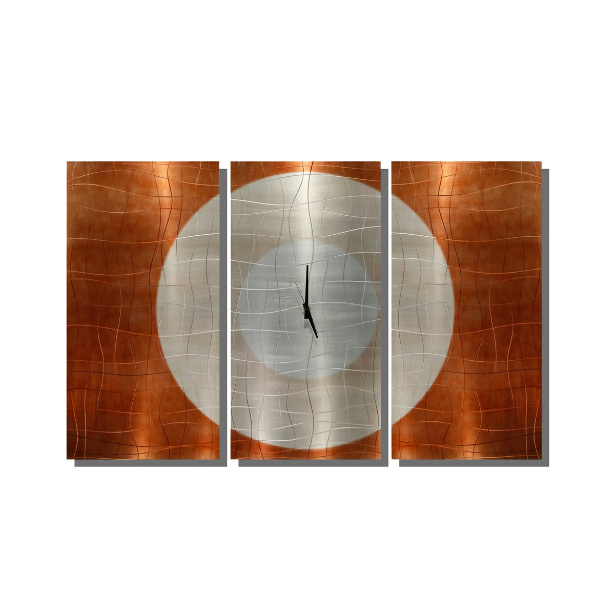 Modern Metal Wall Clock Art Panels Silver & Copper Decor by Jon Allen ...