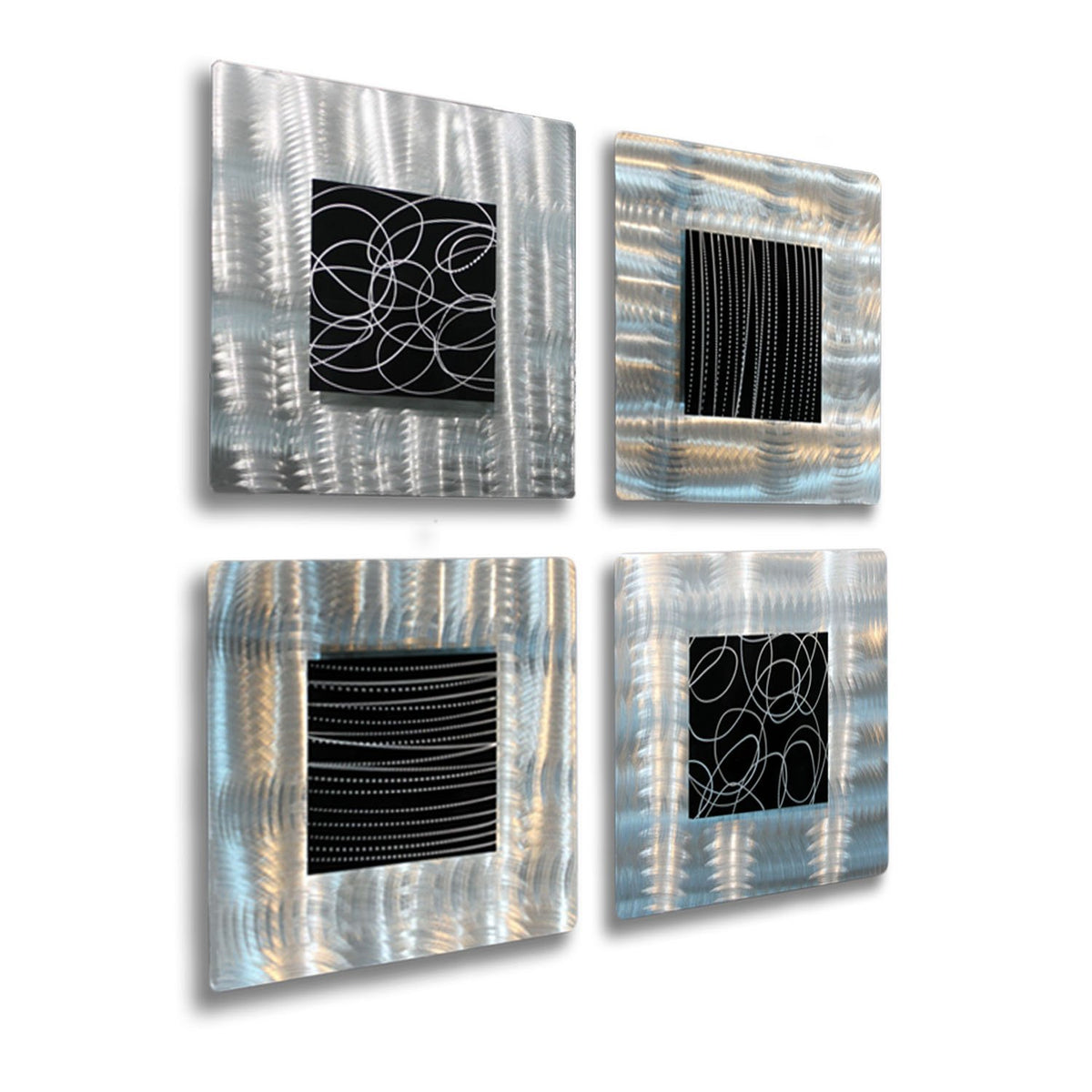 Silver & Black 3D Metal Wall Art Sculpture Accents By Jon Allen Set Of ...