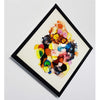 One of a Kind! Vibrant Multicolor Abstract Painting with Painted Black Border 16" x 16" - HOL21-27