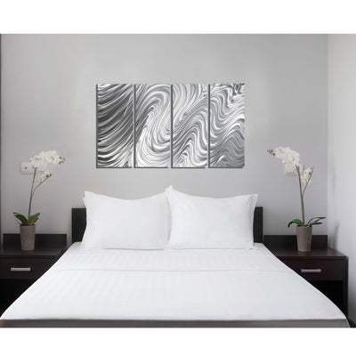 Silver Abstract Metal Wall Art Panels by Jon Allen Indoor/Outdoor Decor - Hypnotic Sands