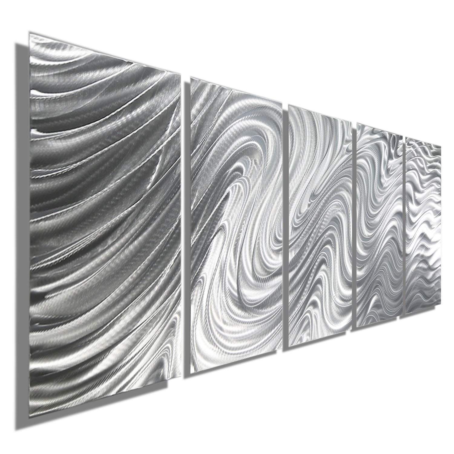 Silver Abstract Metal Wall Art Panels by Jon Allen Indoor/Outdoor Decor - Hypnotic  Sands