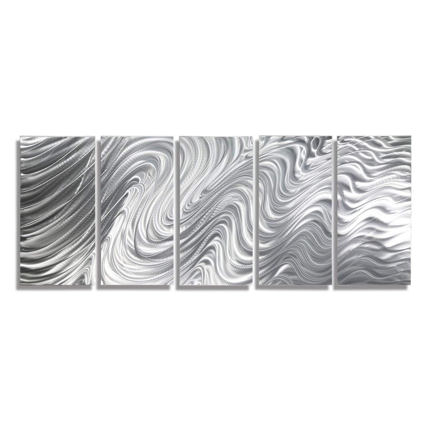 Silver Abstract Metal Wall Art Panels by Jon Allen Indoor/Outdoor Decor - Hypnotic  Sands