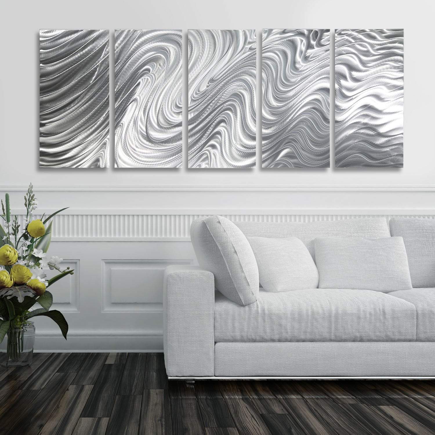 Silver Abstract Metal Wall Art Panels by Jon Allen Indoor/Outdoor