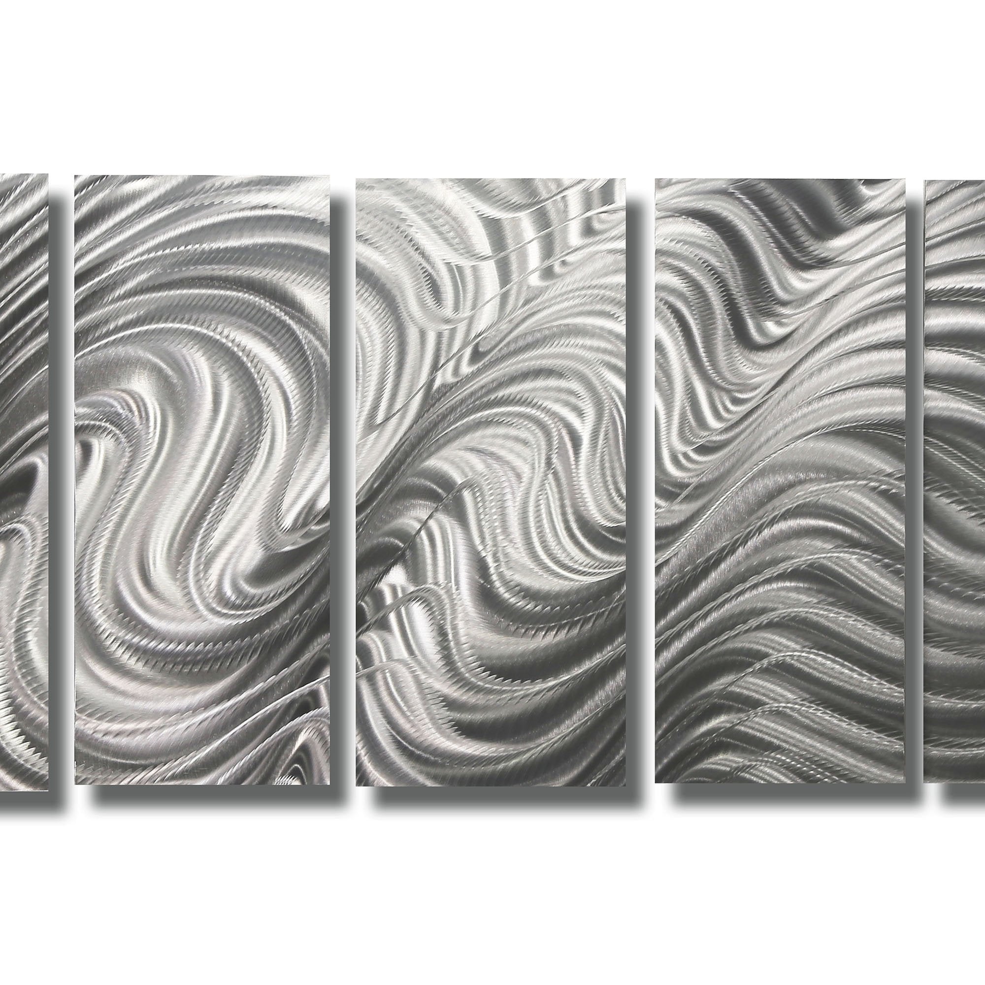 Silver Abstract Metal Wall Art Panels by Jon Allen Indoor/Outdoor Decor - Hypnotic  Sands