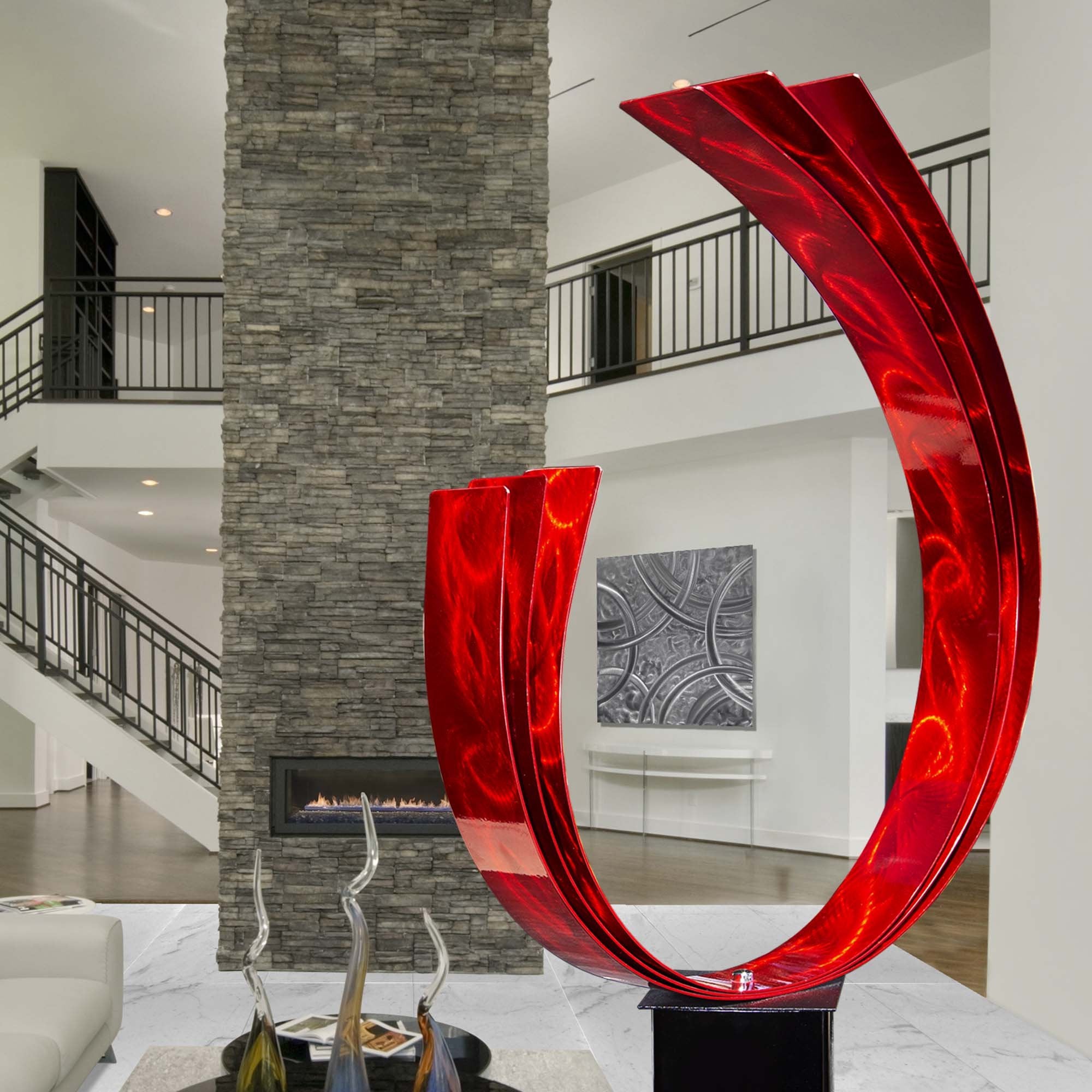 Giant Red Hand Chair Life Modern Art Size Statue